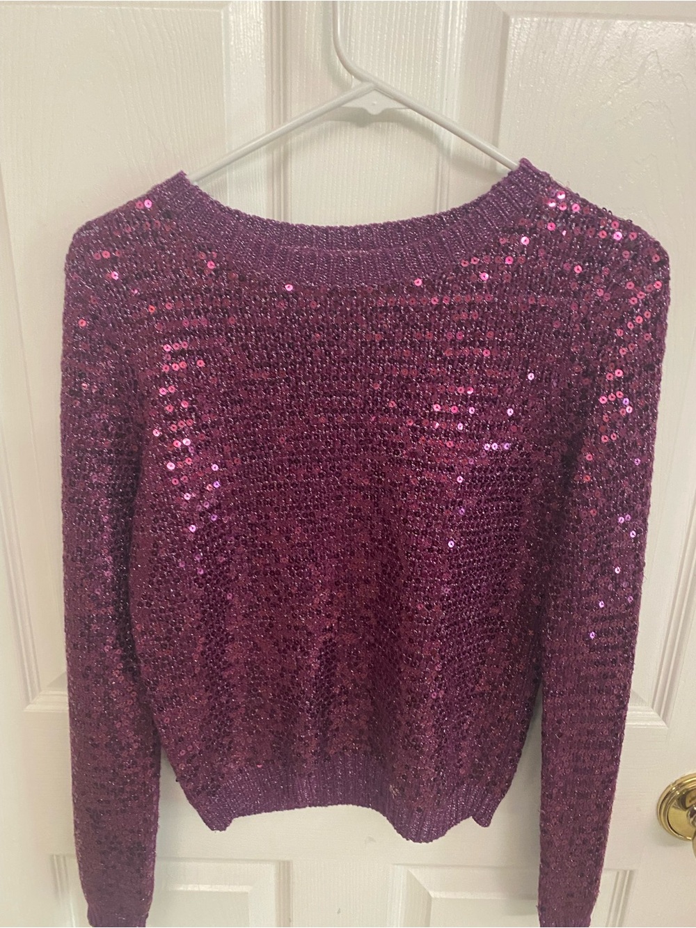 Alice + Olivia Magenta Sequin Crewneck Sweater